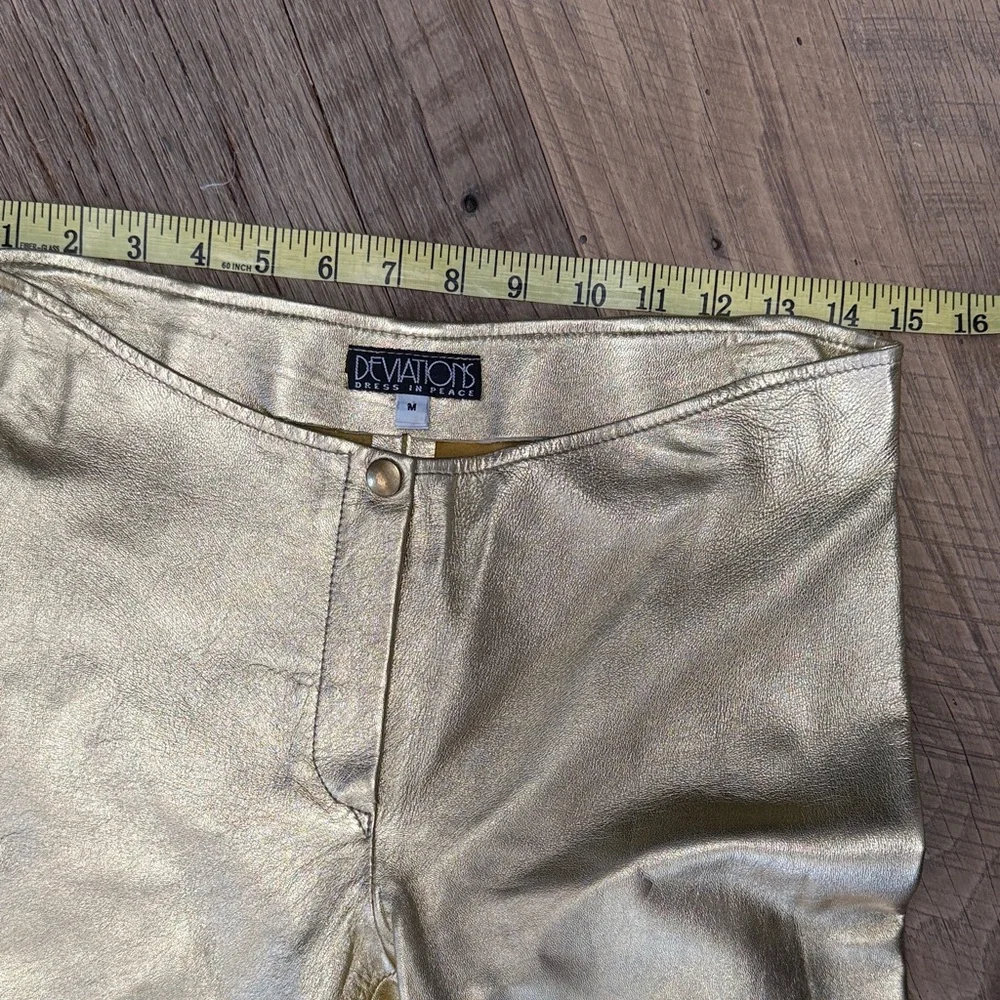 Lamb Leather Gold Flare Pants - Picture 7 of 13